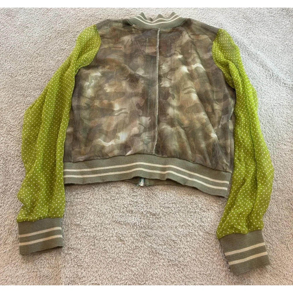 Wooxoom Paris Silk Patchwork Bomber Jacket Embroidered Mesh Green T3 Medium Rare